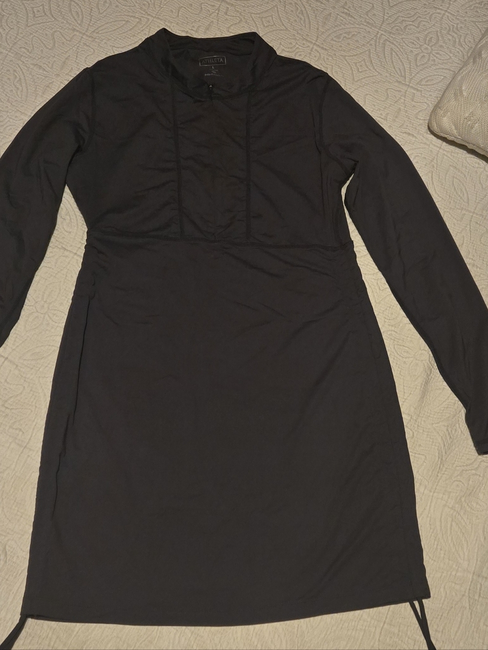 Athleta Grey Ruched Long-Sleeve Sheath Dress - Picture 2 of 13